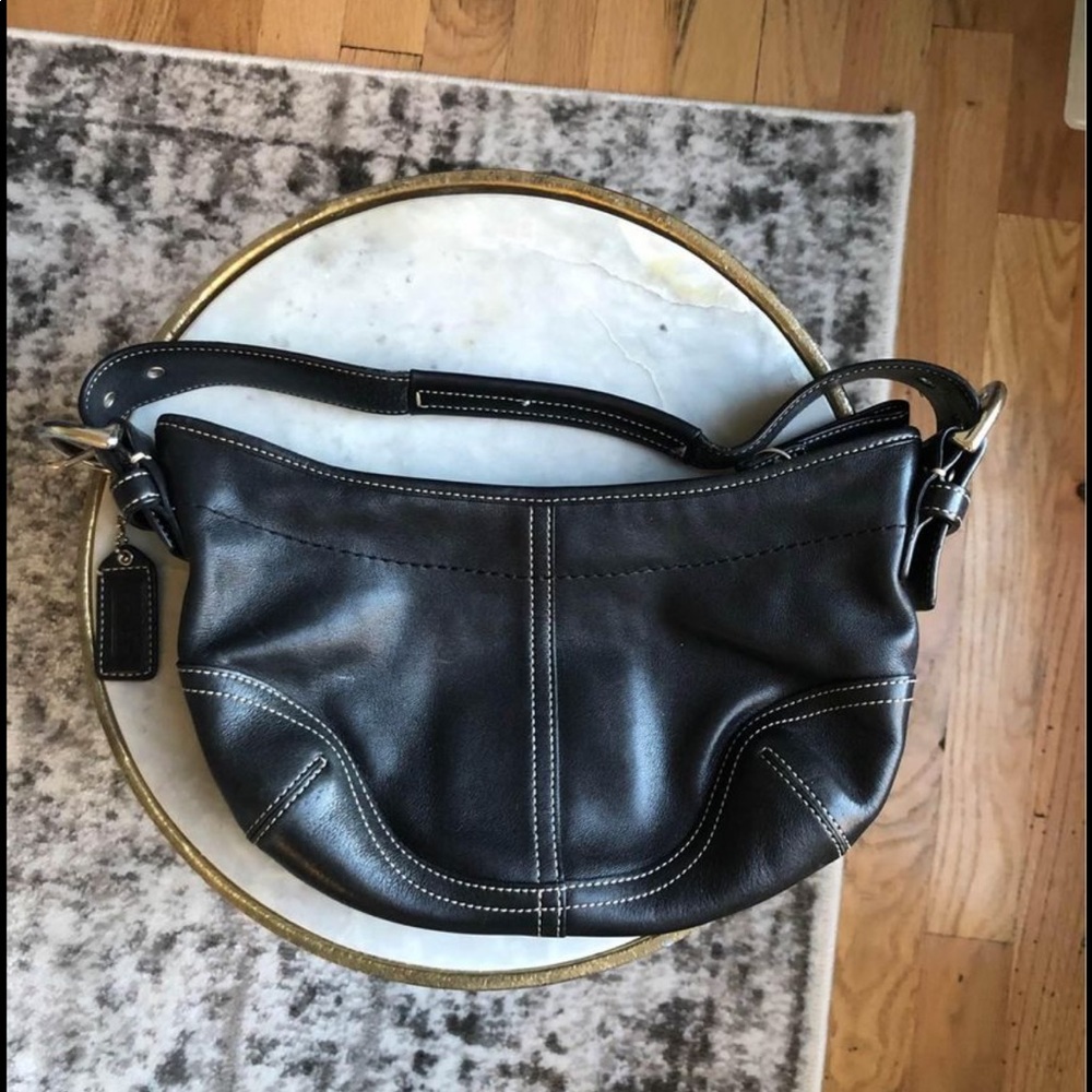 Coach Black Leather Mini Hobo Bag